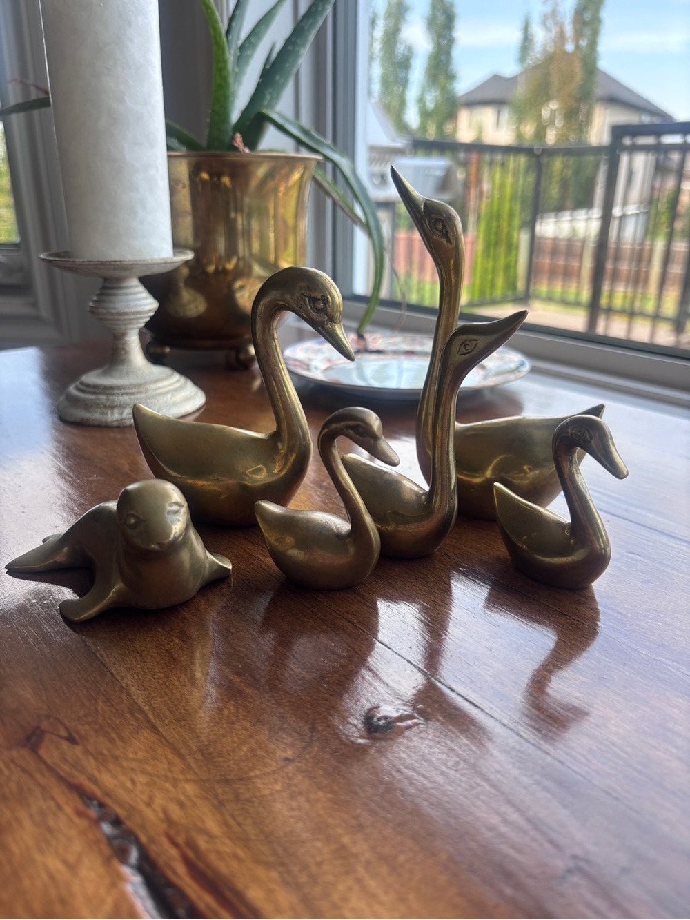 Vintage Brass Animal Figurine Collection – Swans & Seal | MCM Decor